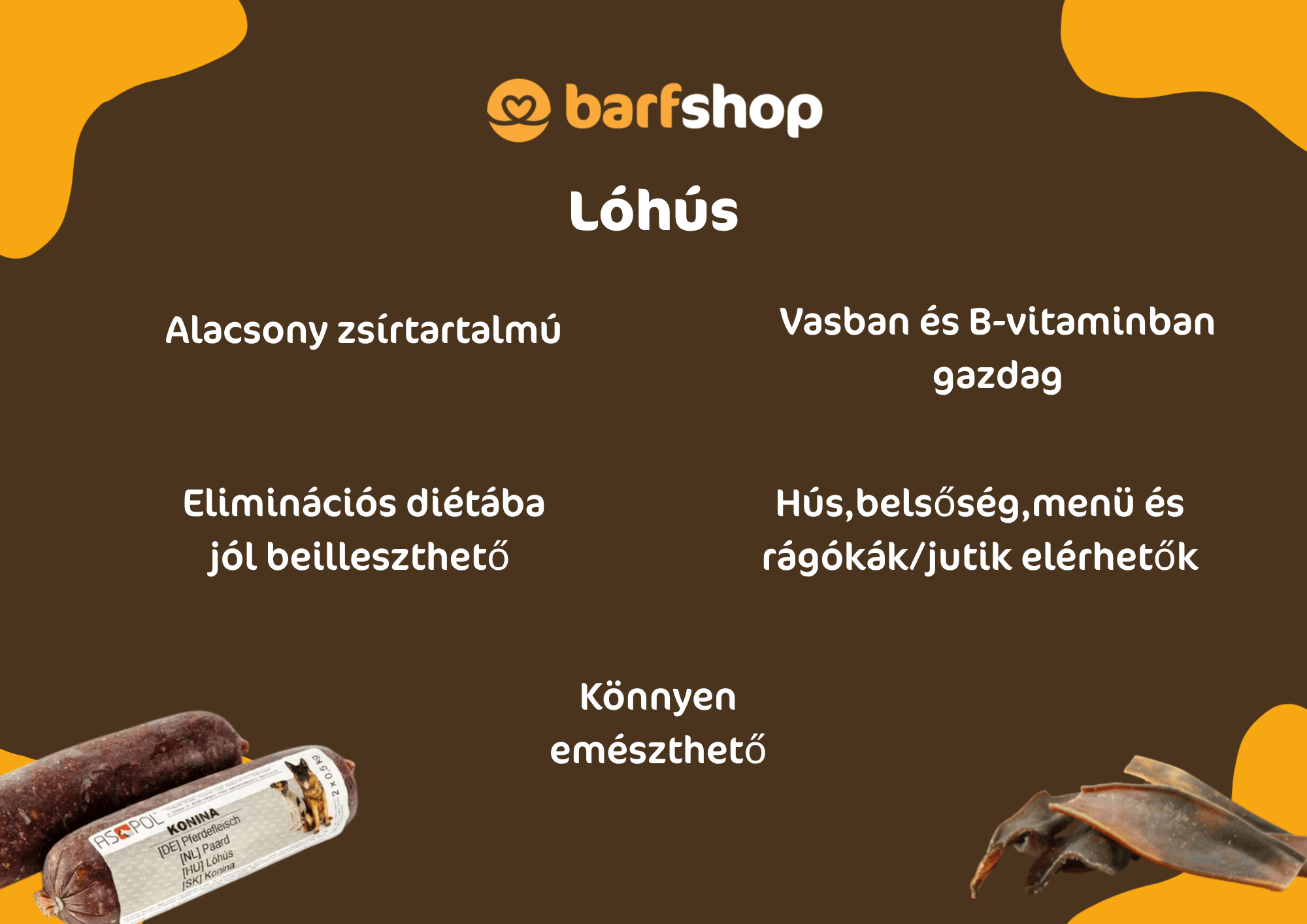 Lóhús kutyáknak BARF étrendben – alacsony zsírtartalmú, vasban és B-vitaminban gazdag, könnyen emészthető hús