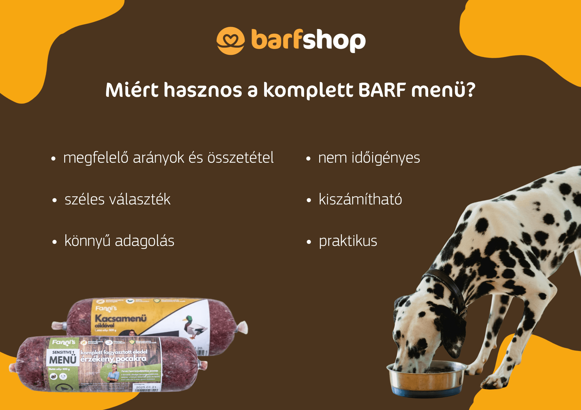 Miért hasznos a komplett BARF menü: megfelelő arányok és összetétel, széles választék, könnyű adagolás és praktikus etetés