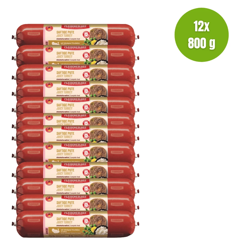 Junior szaftos pulyka cottage cheese-zel és borsóval, 12x800g, Meatlove