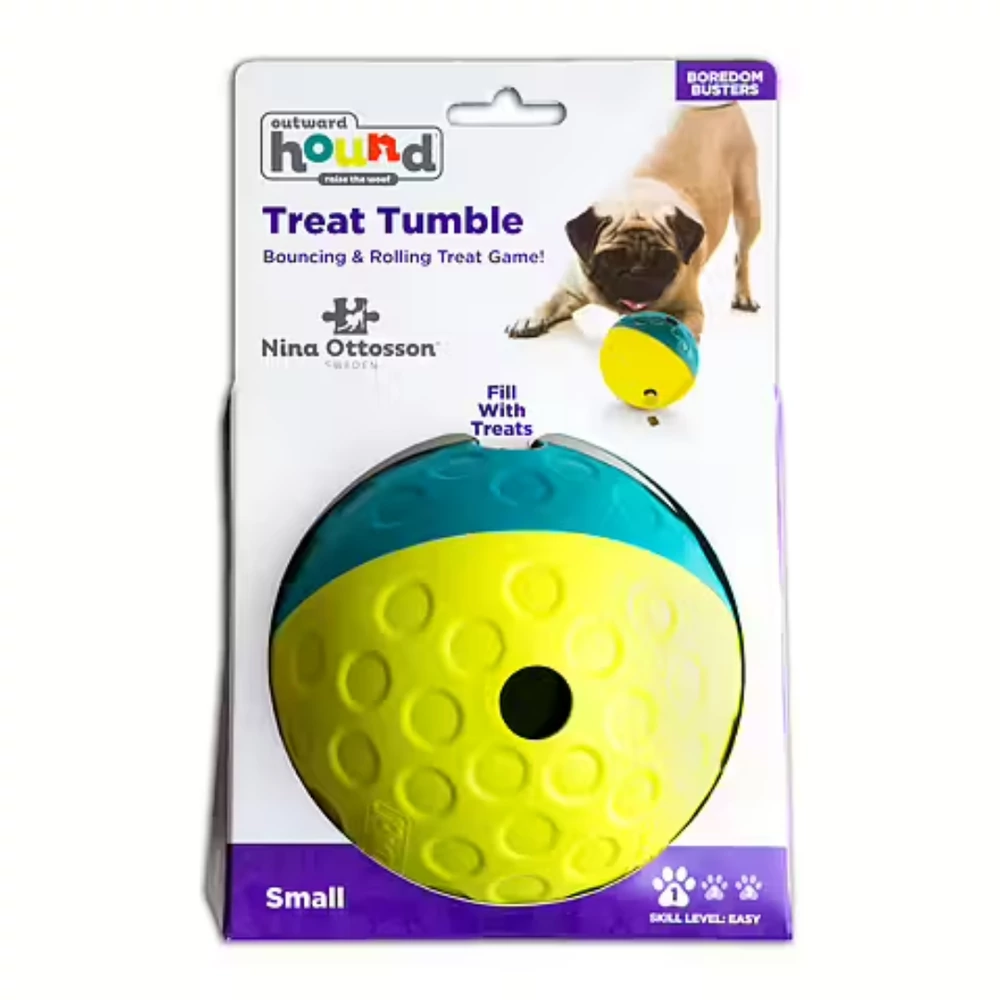Treat Tumble interaktív jutalomfalattal tölthető labda, kicsi, 1-es szint, Nina Ottosson Treat Tumble interaktív jutalomfalattal tölthető labda, kicsi, 1-es szint, Nina Ottosson