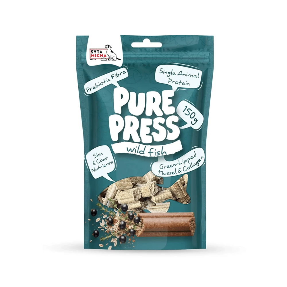 Pure Press - Hidegen préselt jutalomfalat vadhallal, feketeribizlivel és kakukkfűvel, 150g, Syta Micha