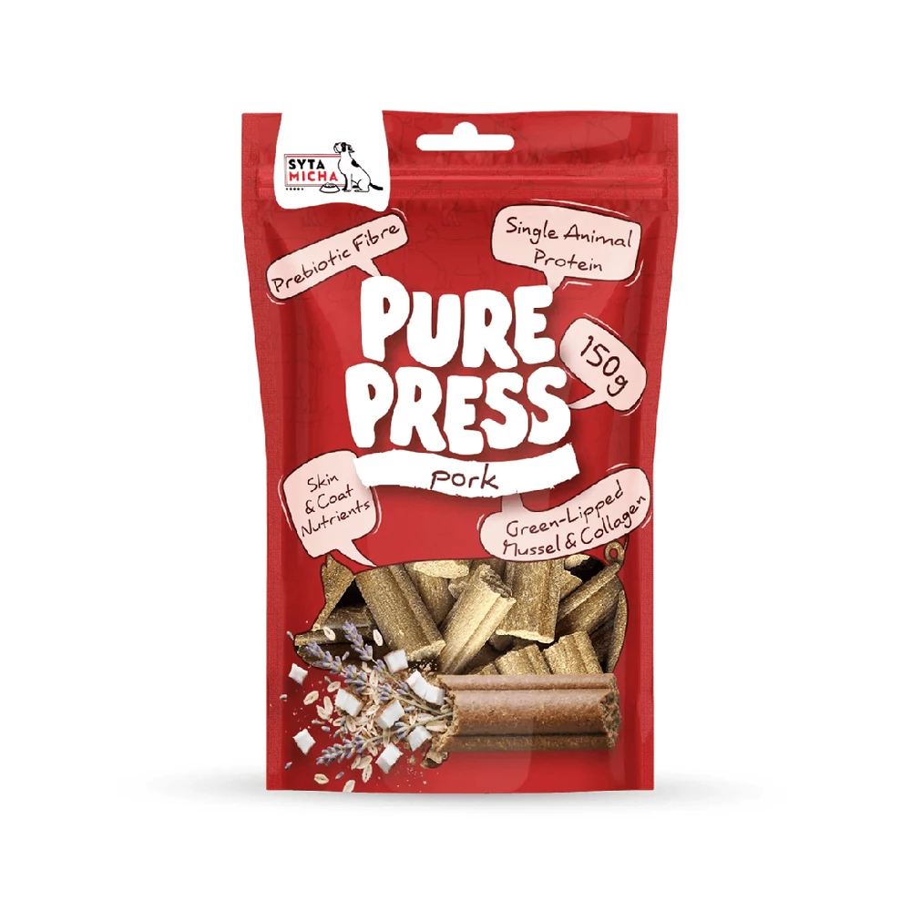 Pure Press - Hidegen préselt jutalomfalat sertéshússal kókusszal és levendulával, 150g, Syta Micha