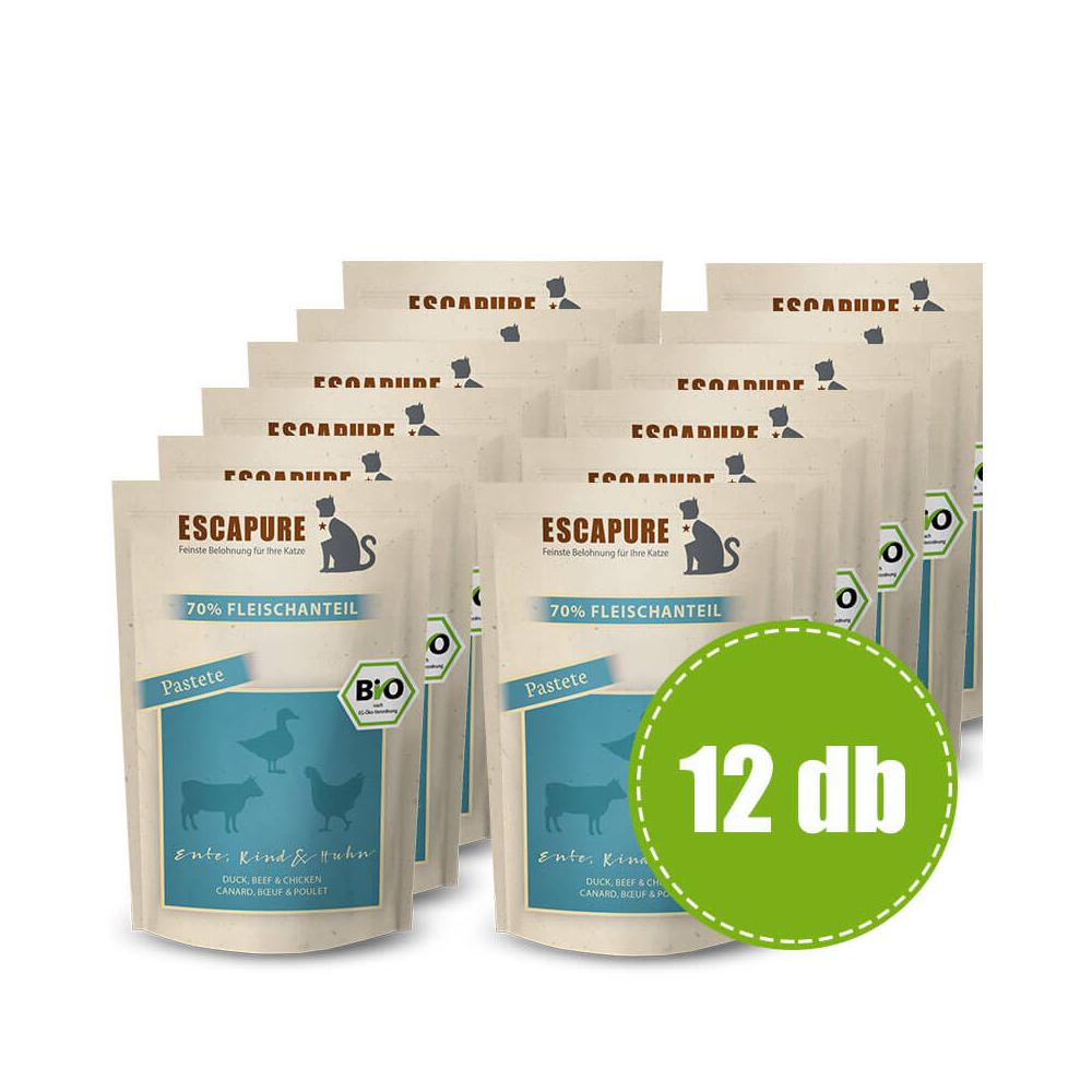 BIO Kacsa-csirke-marha Macskamenü, 12x100 g, Escapure