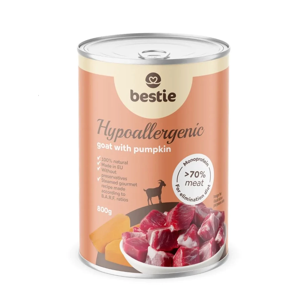 Kecske sütőtökkel hipoallergén párolt menü kuyáknak, 800g, Bestie