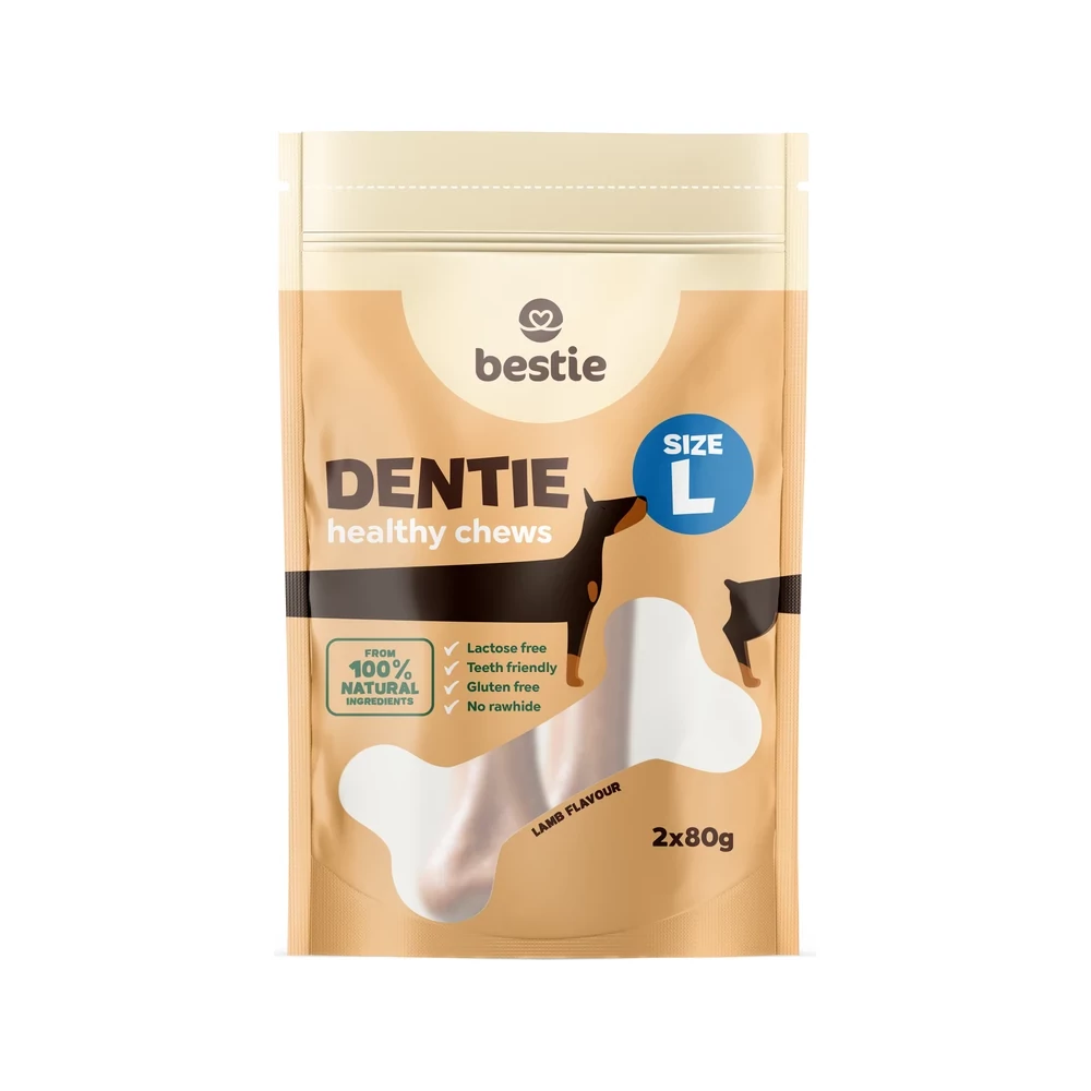 Bestie Dentie L fogtisztító rágócsont nagytestű kutyáknak barna algával, 2 db-os multipack (2 × 80 g)