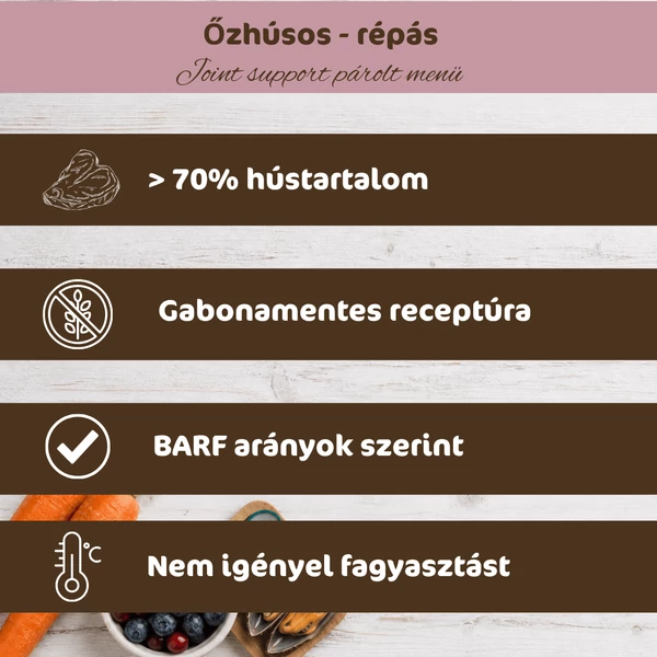 Őz répával és erdei gyümölccsel ízülettámogató párolt menü kutyáknak, 12x400g, Bestie
