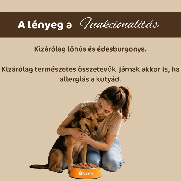 Ló édesburgonyával hipoallergén párolt menü kutyáknak, 150g, Bestie