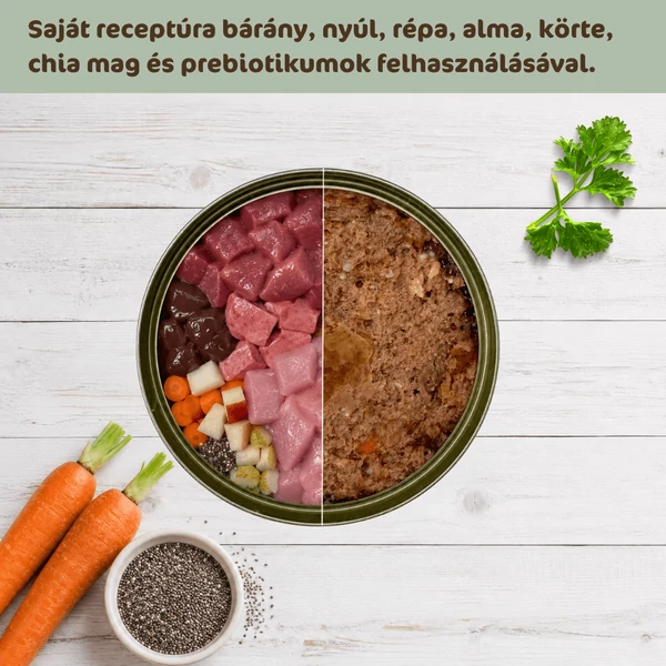 Bárány nyúllal és répával sensitive párolt menü kutyáknak, 12x400g, Bestie