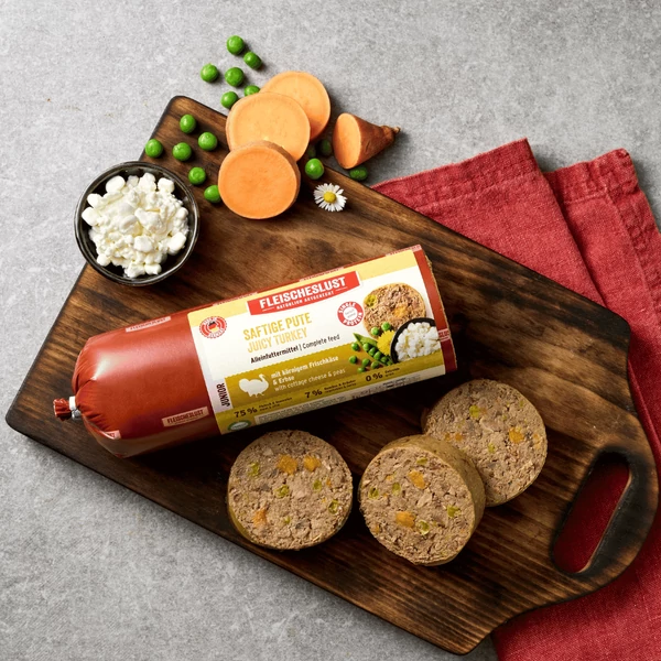 Junior szaftos pulyka cottage cheese-zel és borsóval, 12x800g, Meatlove
