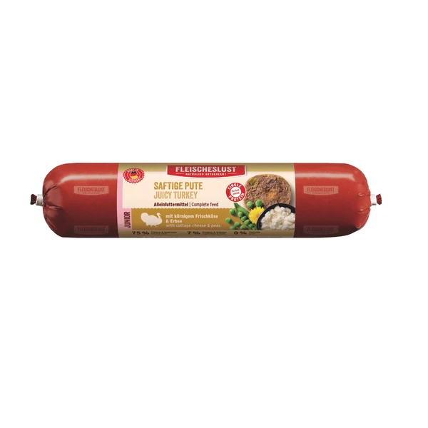 Junior szaftos pulyka cottage cheese-zel és borsóval, 800g, Meatlove