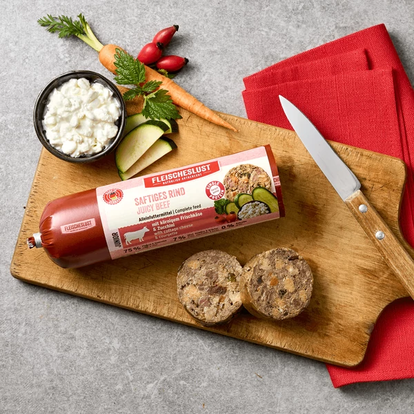 Junior szaftos marha cottage cheese-zel és cukkinivel, 800g, Meatlove