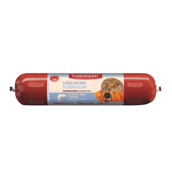 Lazac marhahússal, sárgarépával, sütőtökkel és spirulinával, 800g, Meatlove