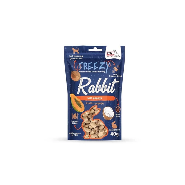 Freezy - Fagyasztva szárított jutalomfalat nyúlhússal, papayával és kókusszal, 40g, Syta Micha