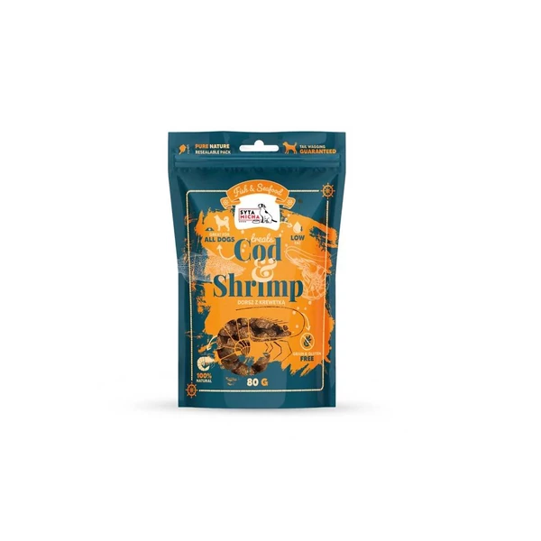 Tőkehal és garnélarák jutalomfalat kutyáknak, 80g, Syta Micha