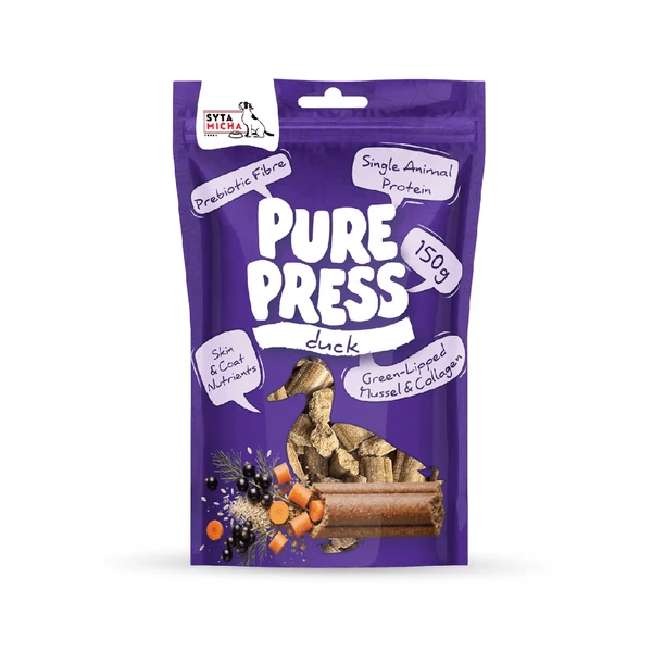 Pure Press - Hidegen préselt jutalomfalat kacsahússal, sárgarépával és feketeribizlivel, 150g, Syta Micha