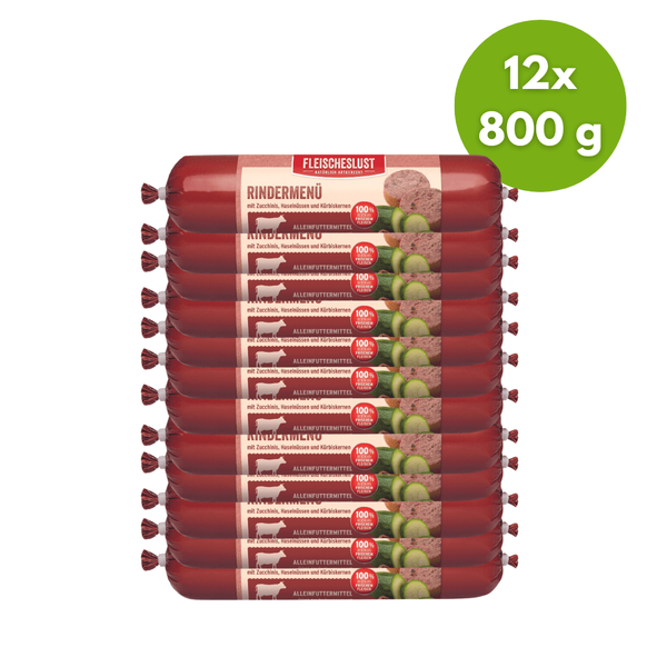 Marhamenü zöldpacallal és zöldségekkel - cukkini, mogyoró és tökmaggal, 12x800g, Meatlove