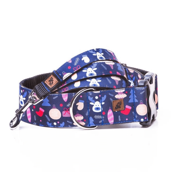 Rénszarvas Nyakörv L, textil, Delight's Dog Design