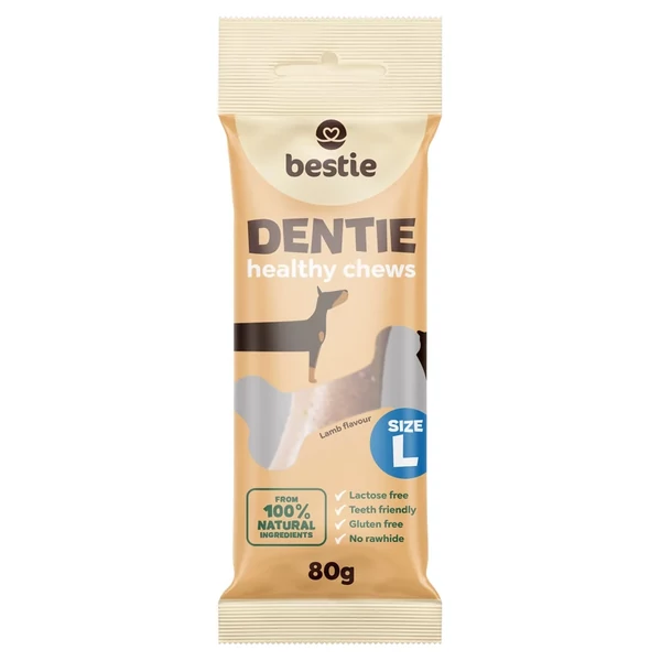 Bestie Dentie L fogtisztító rágócsont nagytestű kutyáknak barna algával, 80 g
